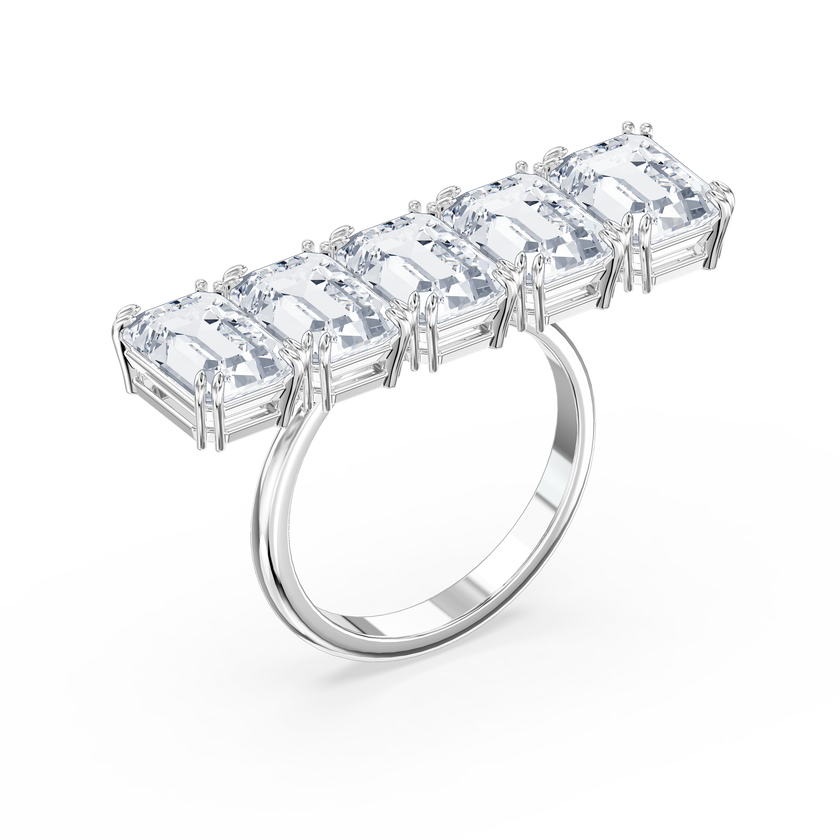 swarovski millenia cocktail ring  white  rhodium plated